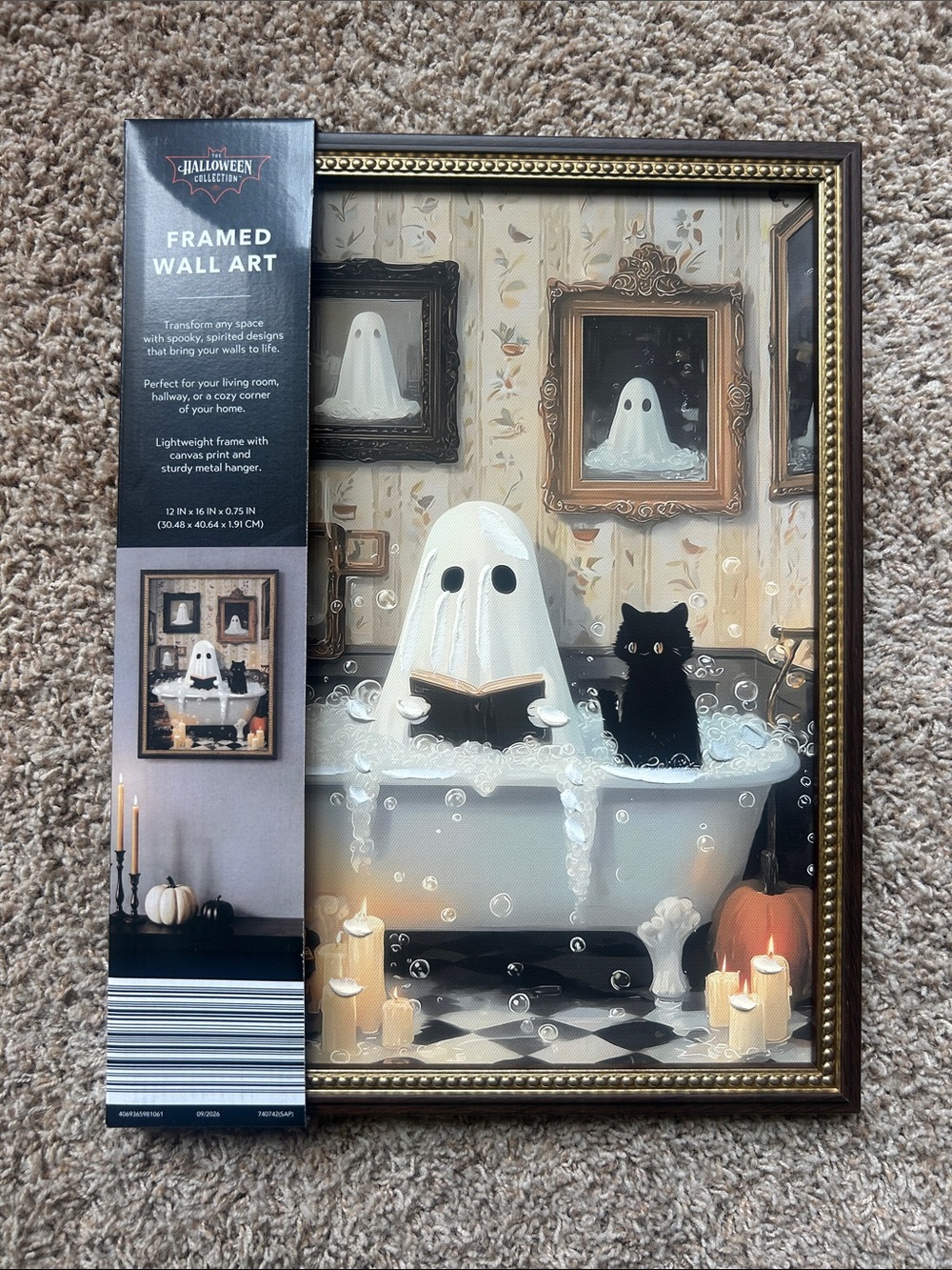 Framed Wall Art - Ghost in Bathtub (White, Black)